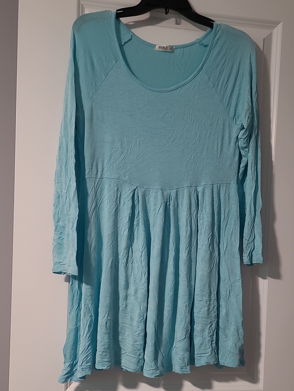 Doublju Light Blue Long Sleeve Swing Dress